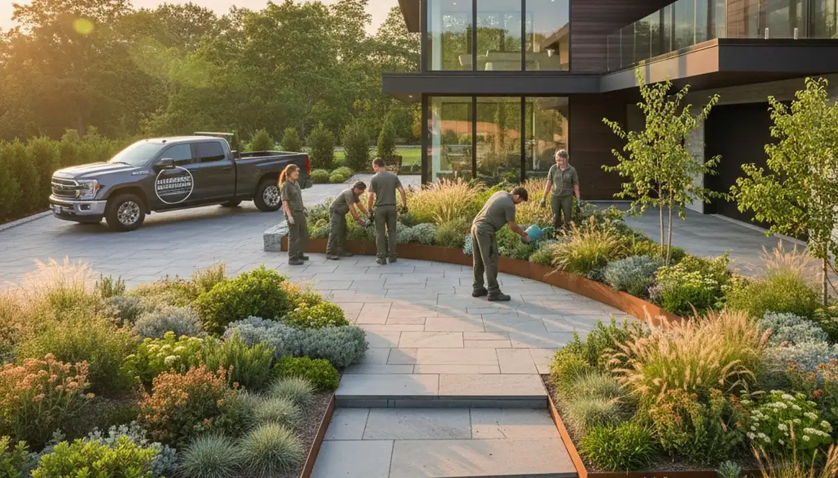 Boston landscaping pros providing professional lawn care and landscape maintenance in Boston, MA
