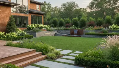 Boston, MA landscaping crew providing professional lawn care and landscape maintenance