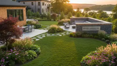 Landscaping crew providing professional lawn care services in Boston, MA