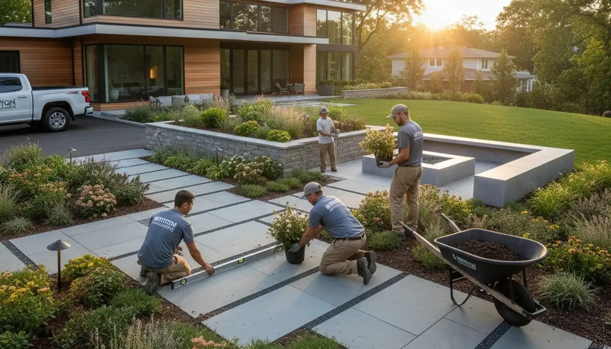 Boston, MA landscaping team providing professional lawn care and landscape maintenance services