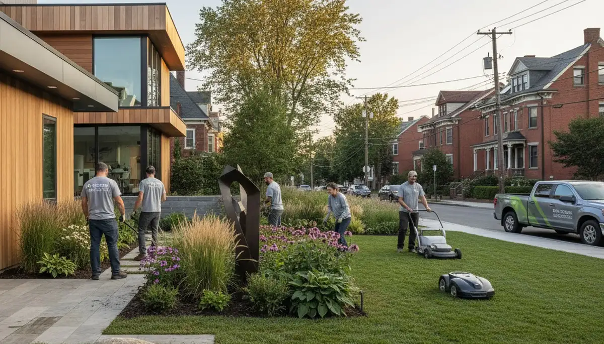 Boston, MA landscaping crew provides professional lawn care and landscape maintenance