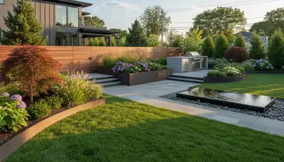 Boston, MA landscaping crew providing professional lawn care and outdoor property maintenance