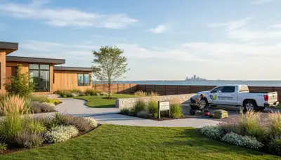 Landscaping crew in Boston, MA providing professional lawn and garden maintenance services