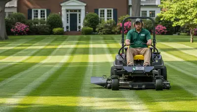 Professional lawn mowing with clean stripes and edging in Boston, MA by Chop Chop Landscaping