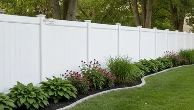 White wooden privacy fence installation by Chop Chop Landscaping in Boston, MA residential yard